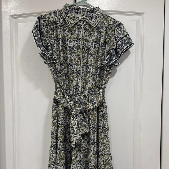 Max Studio Blue and White Patterned Midi Dress - Picture 3 of 4